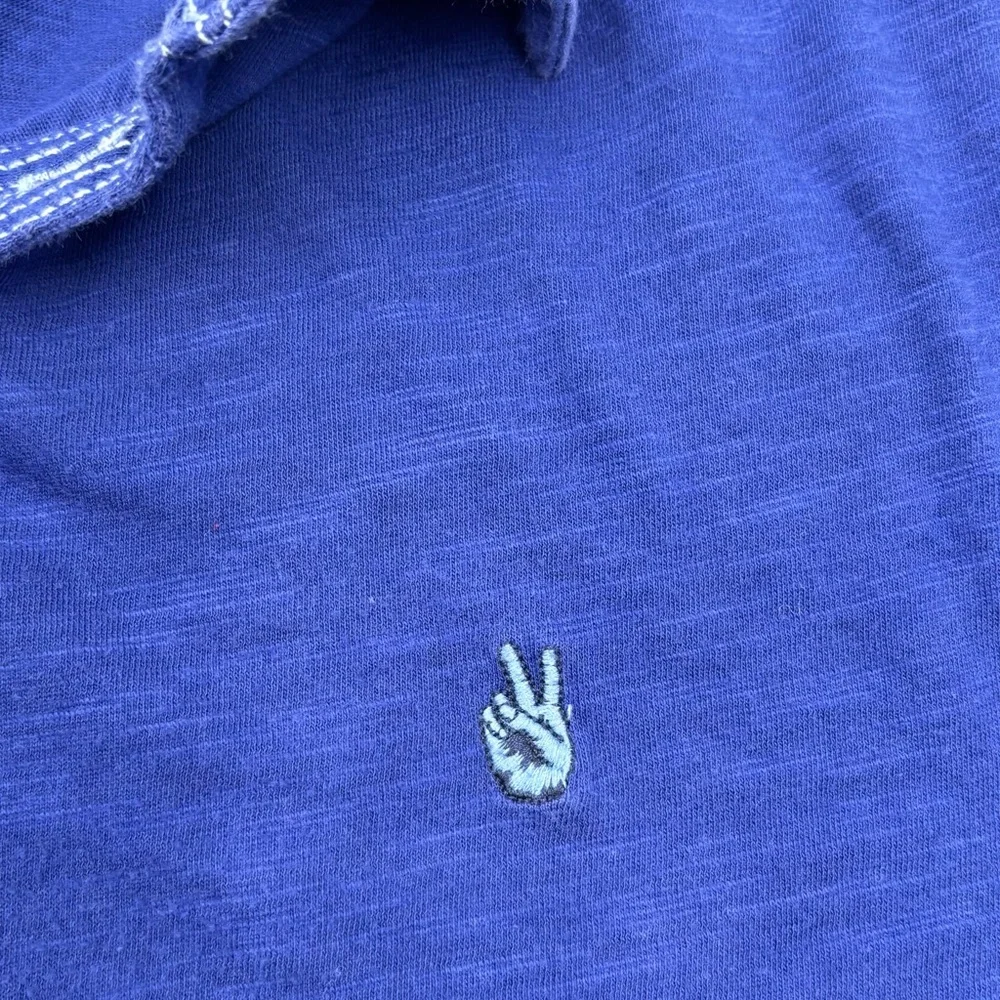 John Varvatos Men's M Blue Peace Short‎ Sleeve Polo